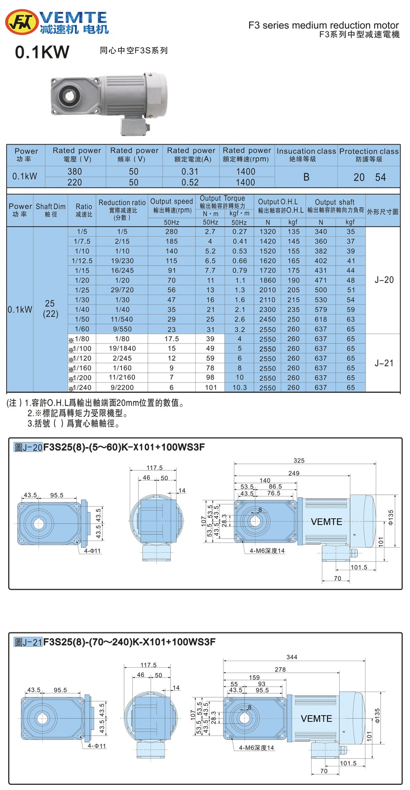 標(biāo)準(zhǔn)型帶電機0.1KW-空心軸